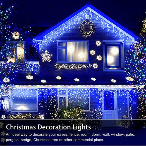 Hezbjiti Cortina de Luces, 400 LEDs 10m Cadenas de Luces de LED, 8 Modos Impermeable Luce de Hadas con 75 Gotas Decoración de Fiesta (Boda Morado) Embalaje Deteriorado Hot on Sale