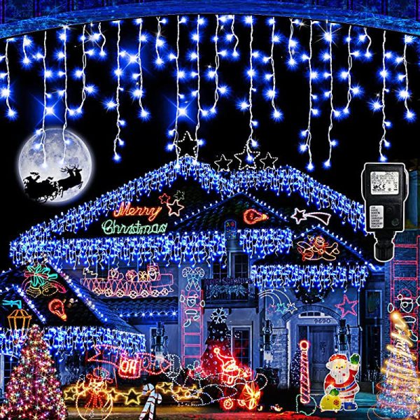 Hezbjiti Cortina de Luces, 400 LEDs 10m Cadenas de Luces de LED, 8 Modos Impermeable Luce de Hadas con 75 Gotas Decoración de Fiesta (Boda Morado) Embalaje Deteriorado Hot on Sale